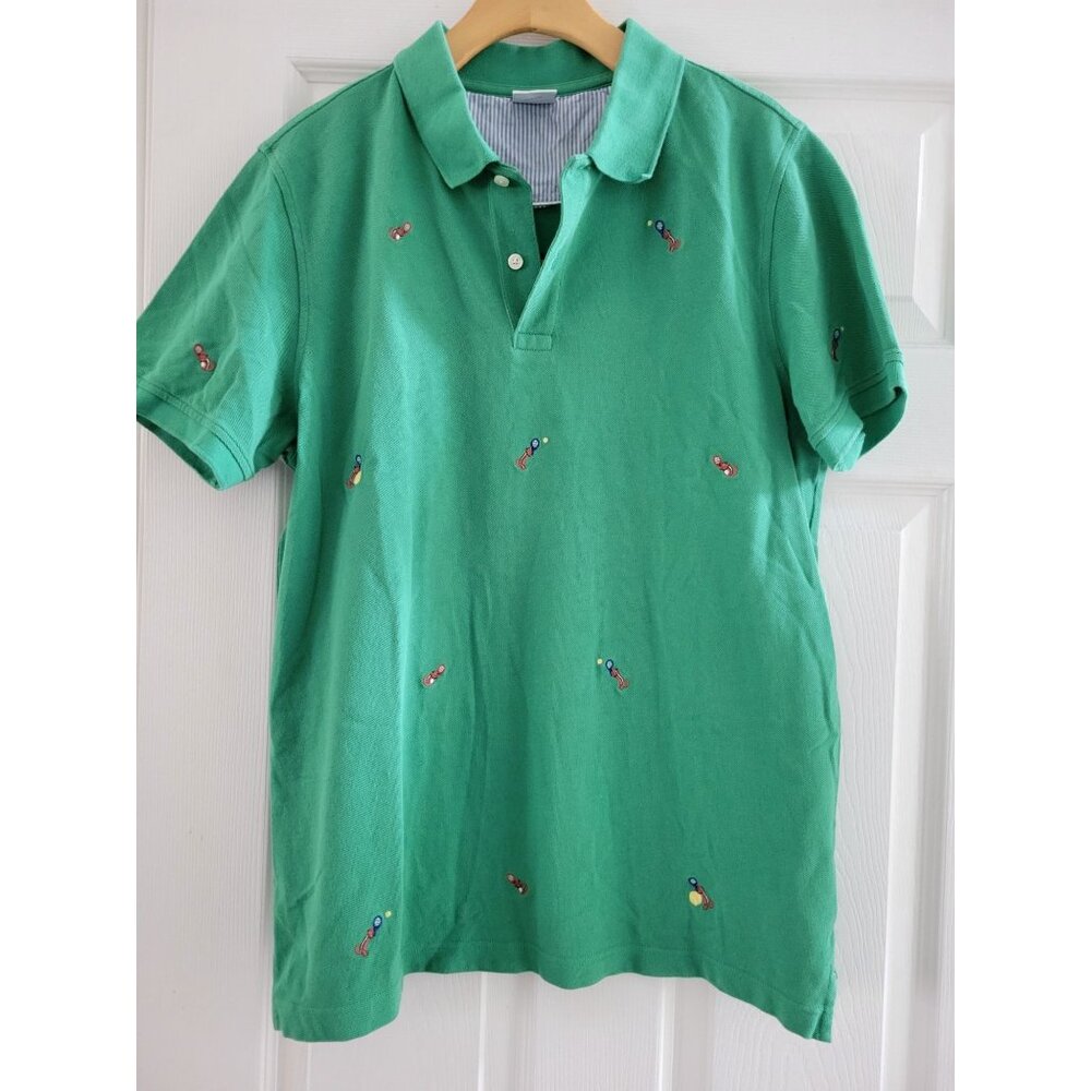 Brooks Brothers Men Kelly Green Pique Polo Shirt size Large Pickleball tennis